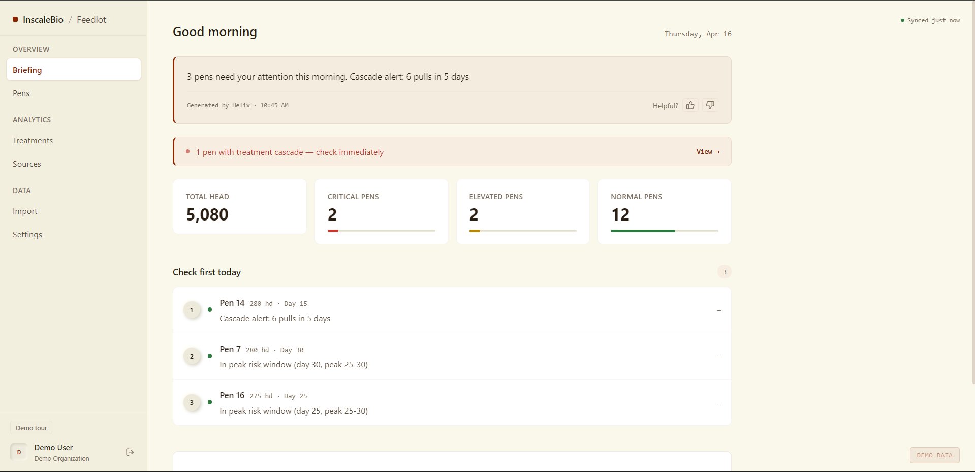 Drover morning briefing — actual dashboard view